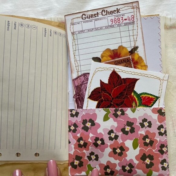 Writing Junk Journal Vintage Style Fabric Cover Diary Includes Ephemera No 17 u - Picture 15 of 16